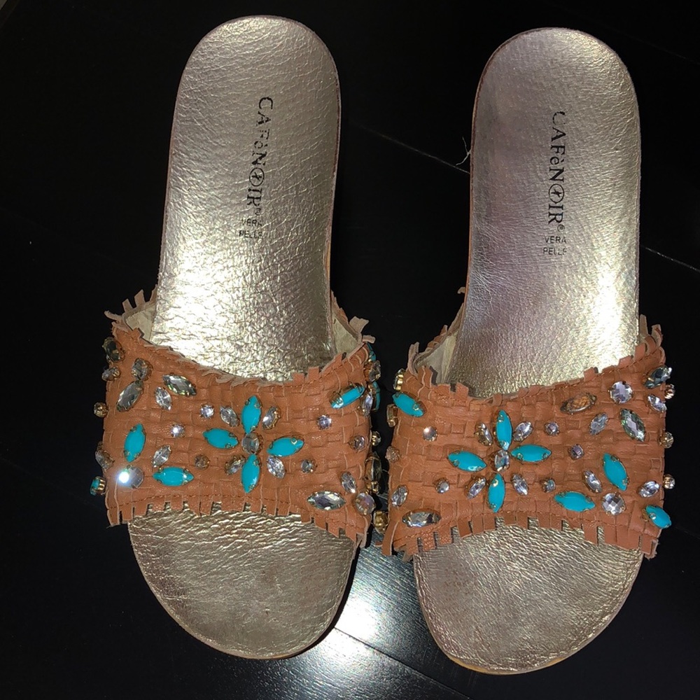 CafeNoir Italian Woman Studded Shoes/wedges